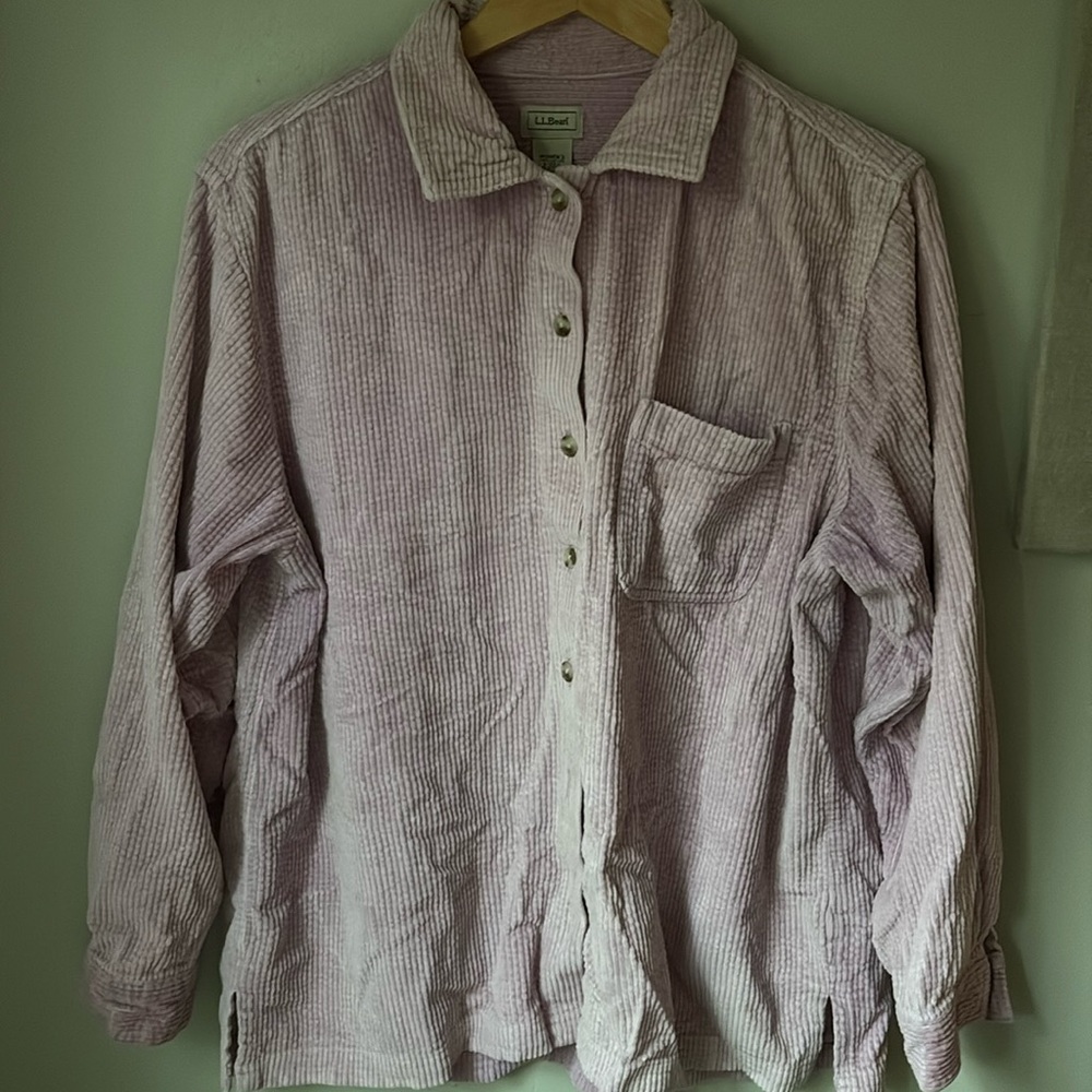 Vintage L.L. Bean Corduroy Shirt Large Pink - Picture 2 of 5